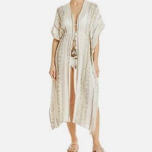 Surf Gypsy Embellished Duster Swim Cover Kimono‎ with Sequin Bead Details Size S